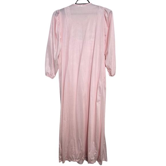 Vintage Peignoir Set Size Medium Pink Nylon Robe Nightgown Ashley Ames - Picture 4 of 10